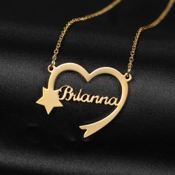 Heart with Star Name Necklace - Main Image