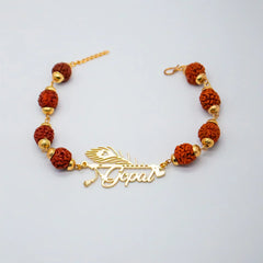Personalized Kada - Rudraksha Bracelet with Morpankh Design