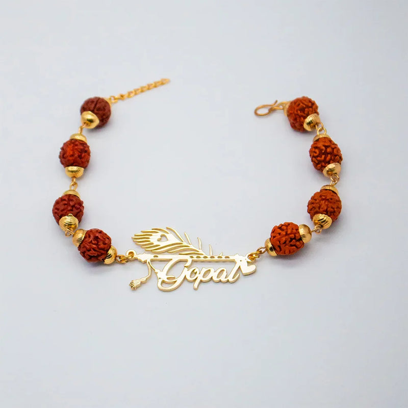 Personalized Kada - Rudraksha Bracelet with Morpankh Design