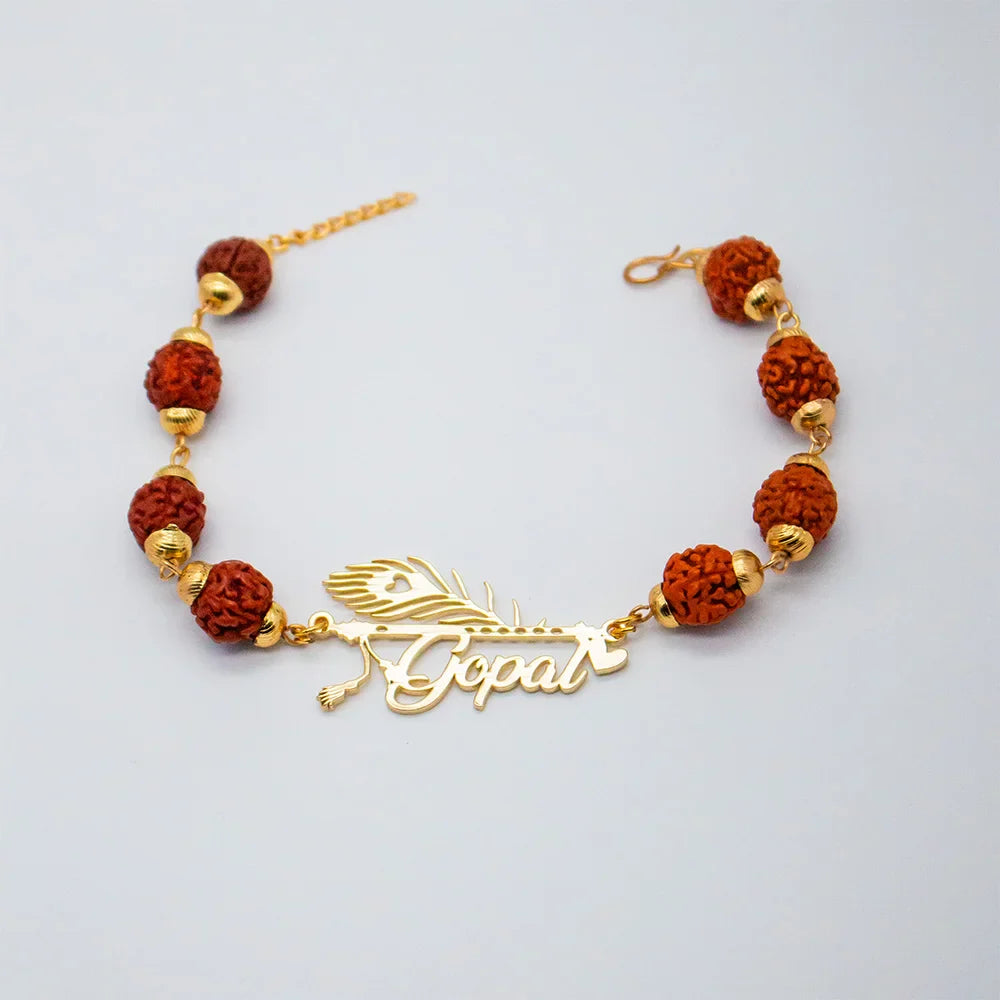 Personalized Kada - Rudraksha Bracelet with Morpankh Design