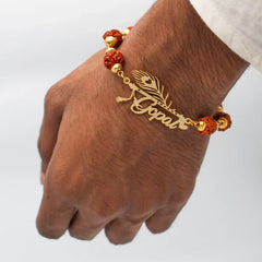 Personalized Kada - Rudraksha Bracelet with Morpankh Design