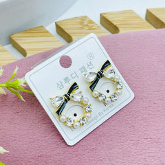 Chic Bow Pearl and Crystal Earrings