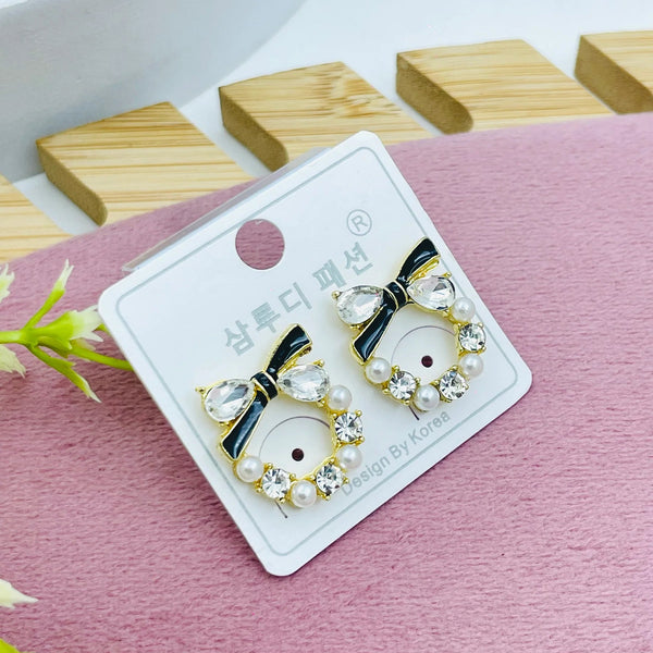 Chic Bow Pearl and Crystal Earrings