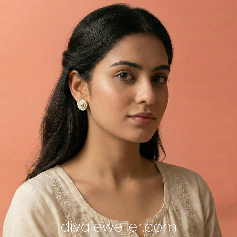 White Flower Earring - Free Gift