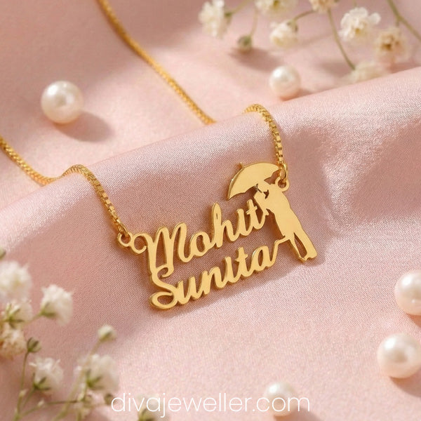 Under Umbrella Couple Name Necklace