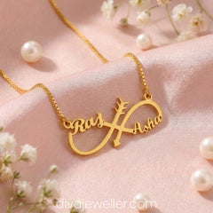 Infinite Arrow Couple Name Necklace
