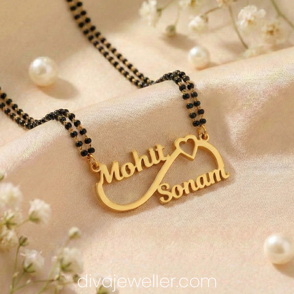 Infinity Heart Couple Name Necklace