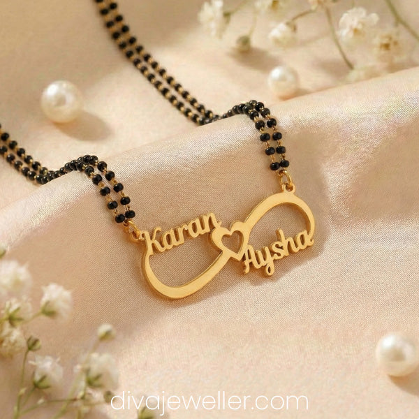 Infinity Middle Heart Name Necklace