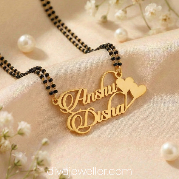 Bubble Heart Couple Name Necklace