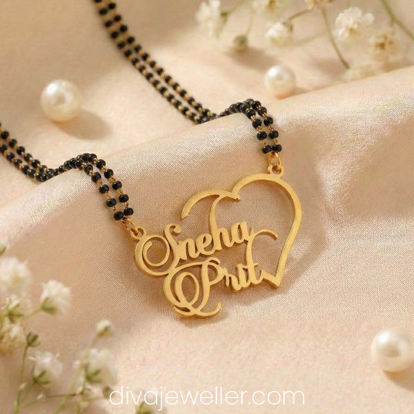 Half Heart Couple Name Necklace
