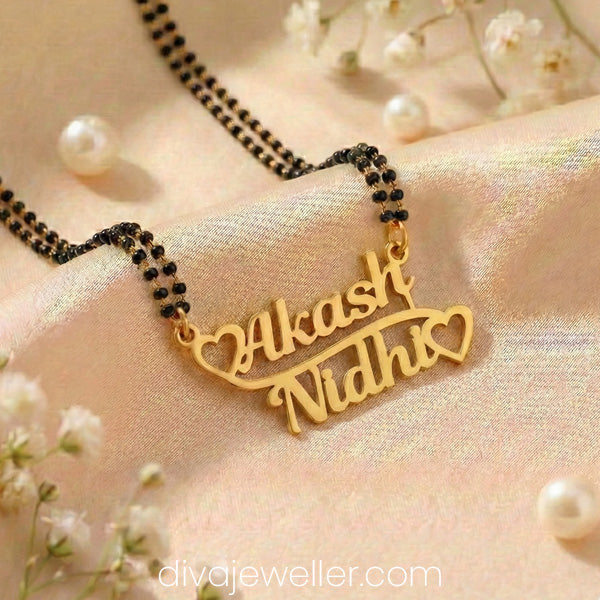 Double Heart Couple Name Necklace