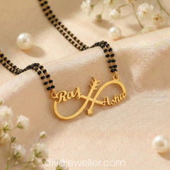 Infinite Arrow Couple Name Necklace