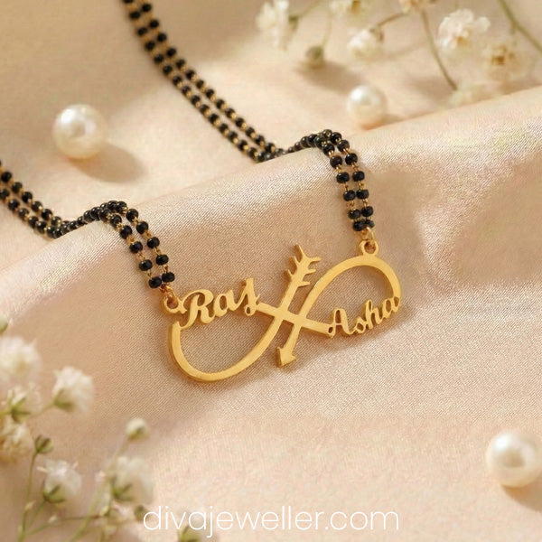 Infinite Arrow Couple Name Necklace