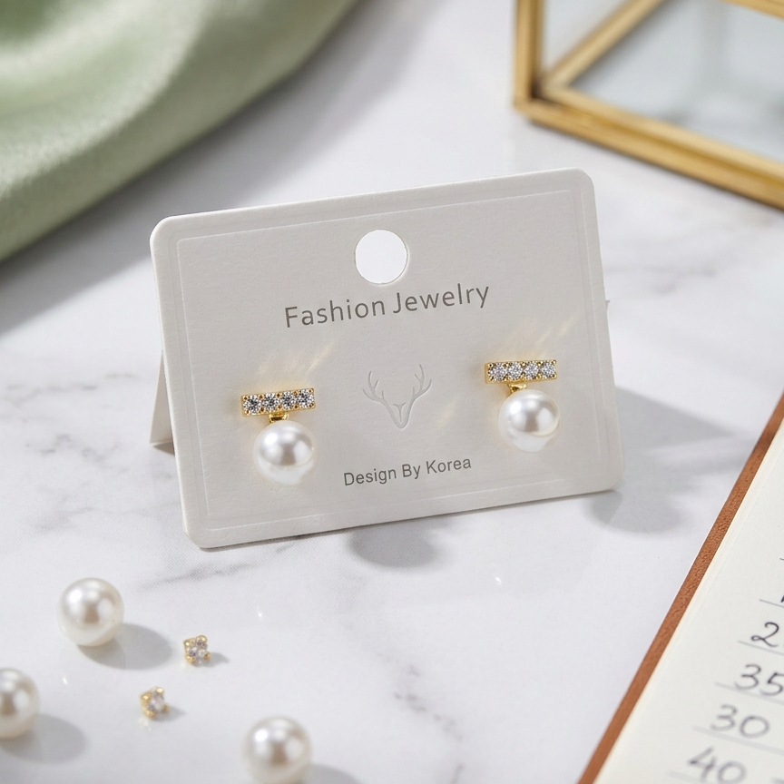 Anti tarnish Pearl Crystal Stud Earrings