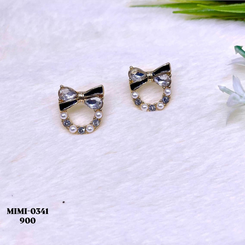Chic Bow Pearl and Crystal Earrings