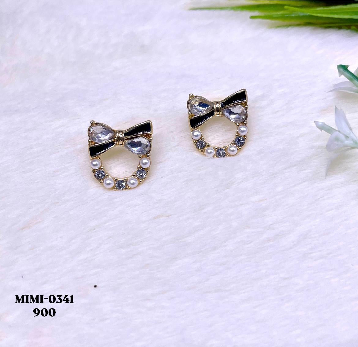 Chic Bow Pearl and Crystal Earrings