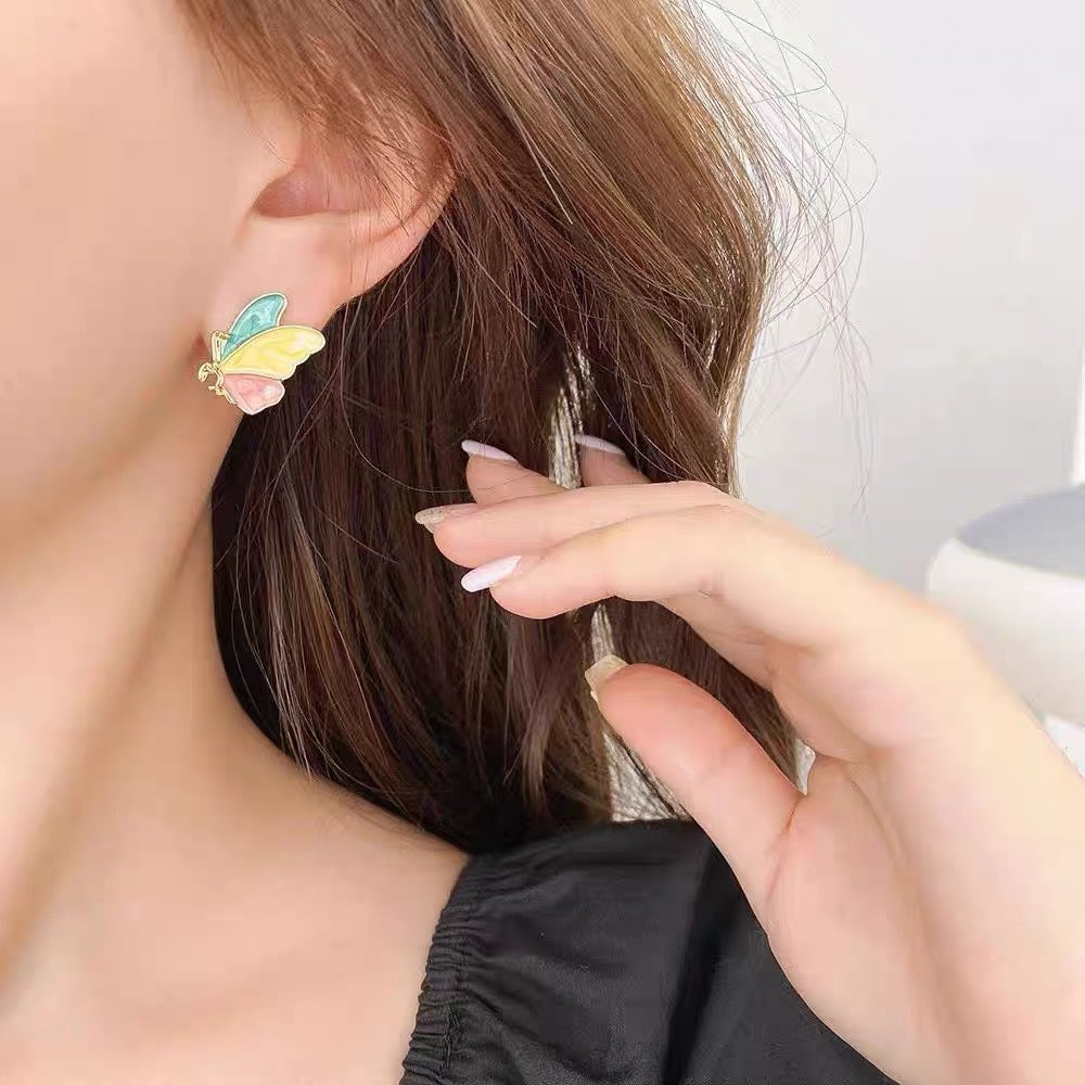 Gold-toned Butterfly alloy stud earrings