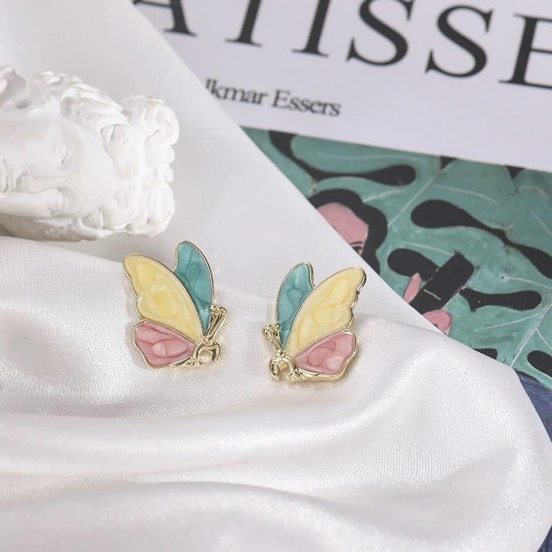Gold-toned Butterfly alloy stud earrings