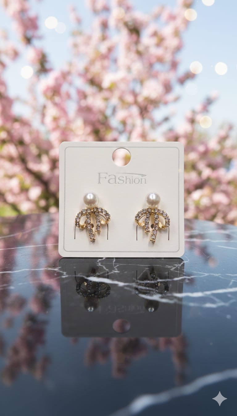 Sparkling Bow Design studded earrings