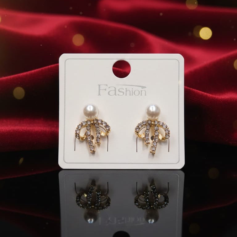 Sparkling Bow Design studded earrings