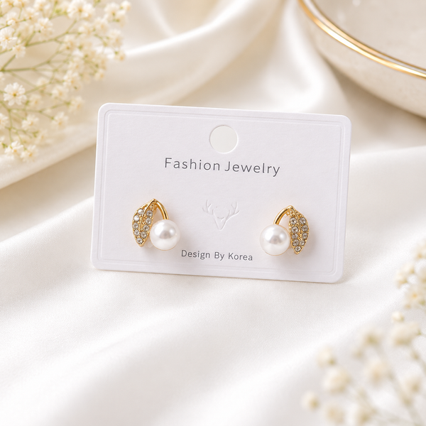 Sparkling crystal-studded leaf earrings