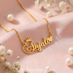 Crown with Heart Name Necklace
