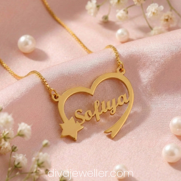 Heart with Star Name Necklace