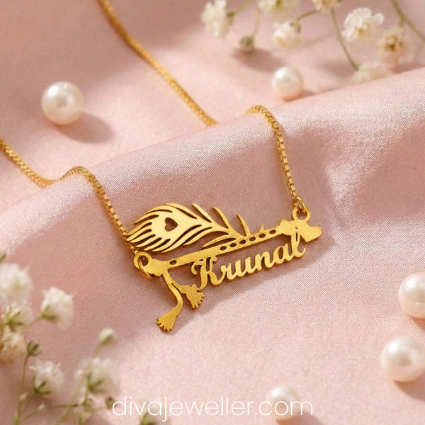 Mor Pankh Name Necklace