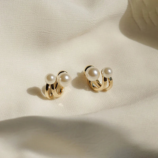 Double Pearl Ear Cuff Earrings