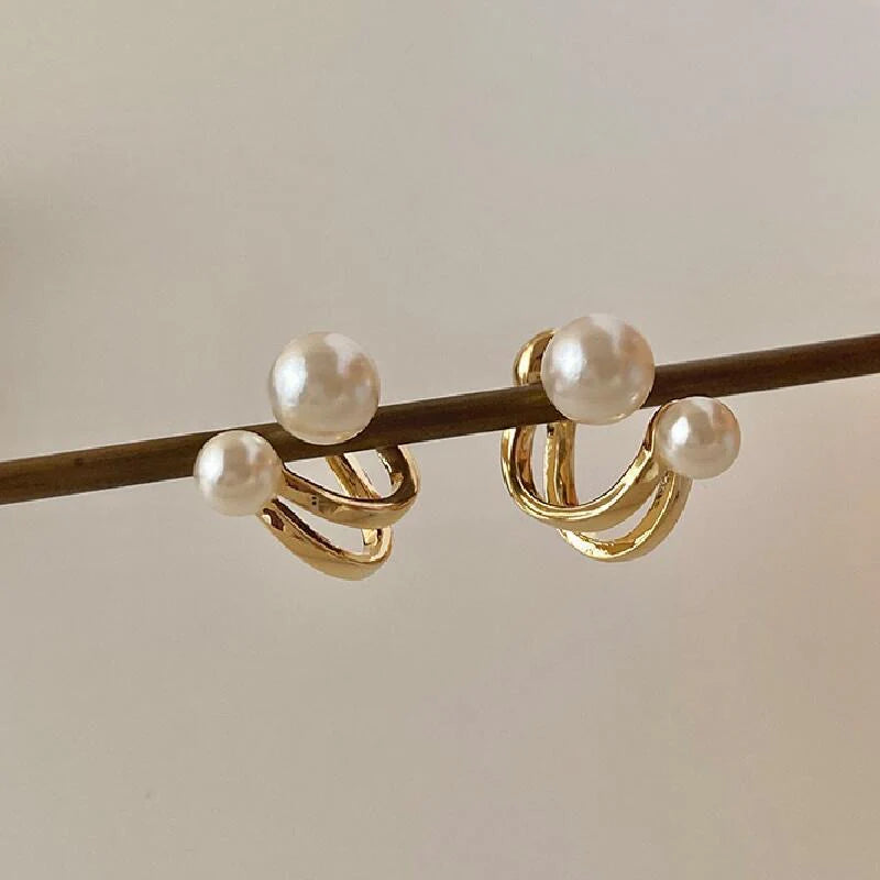 Double Pearl Ear Cuff Earrings