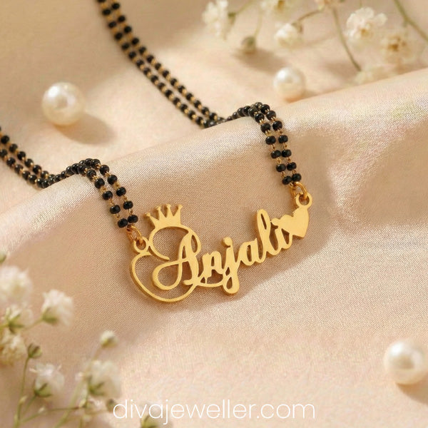 Crown with Heart Name Necklace