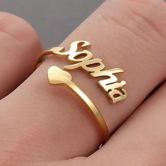 Bottom Heart Name Ring