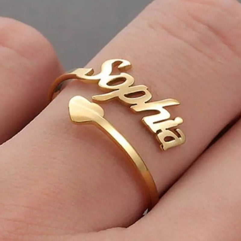 Bottom Heart Name Ring
