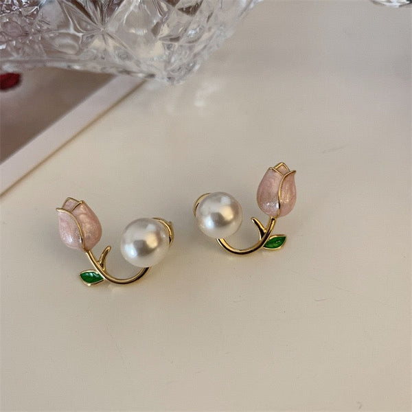 Tulip Flower Gold Plated Earrings