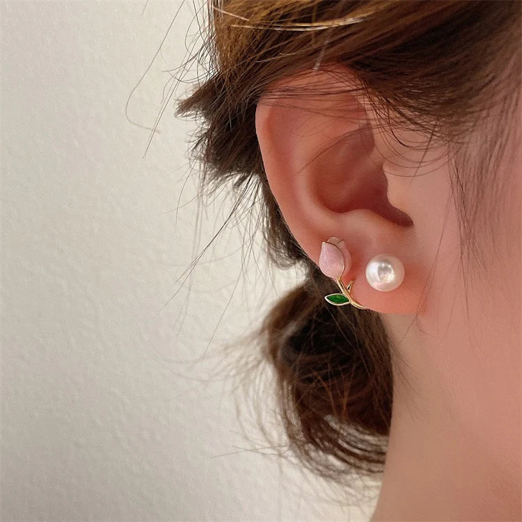 Tulip Flower Gold Plated Earrings
