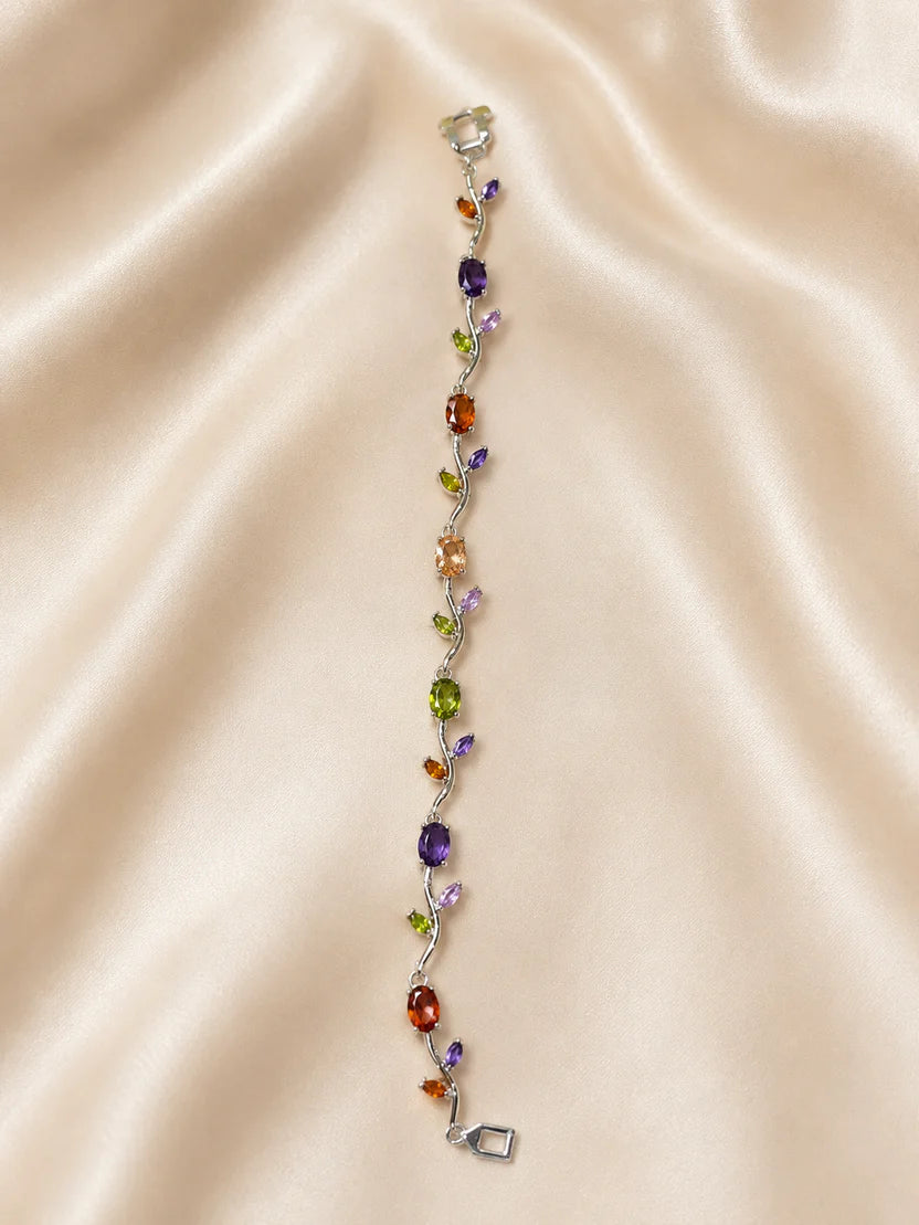 Multicolor Crystal Tulip Bracelet | Gold Plated - Anti Tarnish