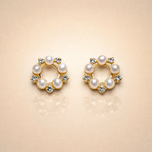 Circular Pearl & Decorative Stone Earrings