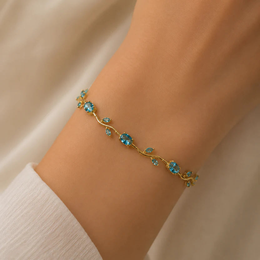 Blue Stone Stone Tulip Bracelet | Gold Plated - Anti Tarnish