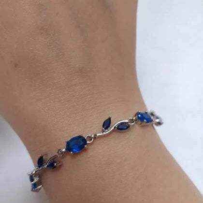 Purple Stone Tulip Bracelet | Silver Plated - Anti Tarnish