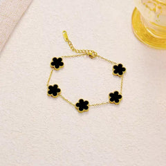 Anti-Tarnish Black Flower Bracelet
