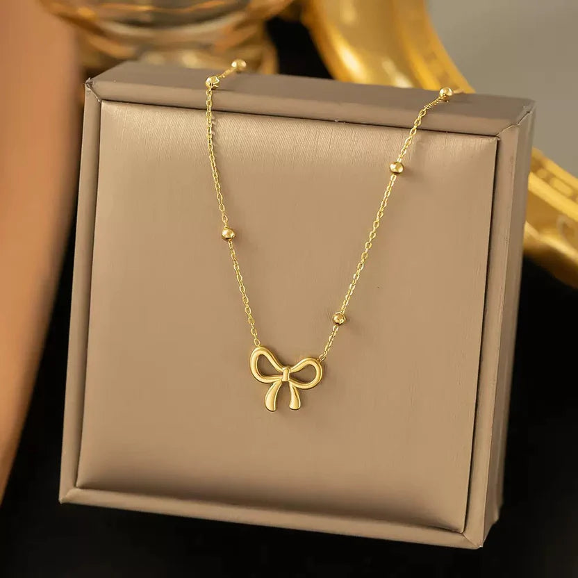 Gold Plated Bow Necklace