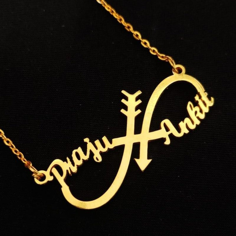 Infinite Arrow Couple Name Necklace