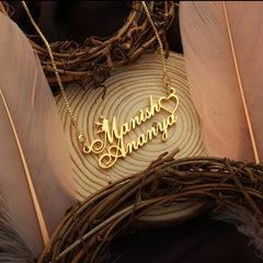 Crown and Heart Couple Name Necklace