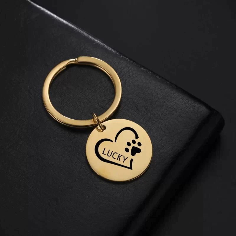 Round with Heart Name Keychain